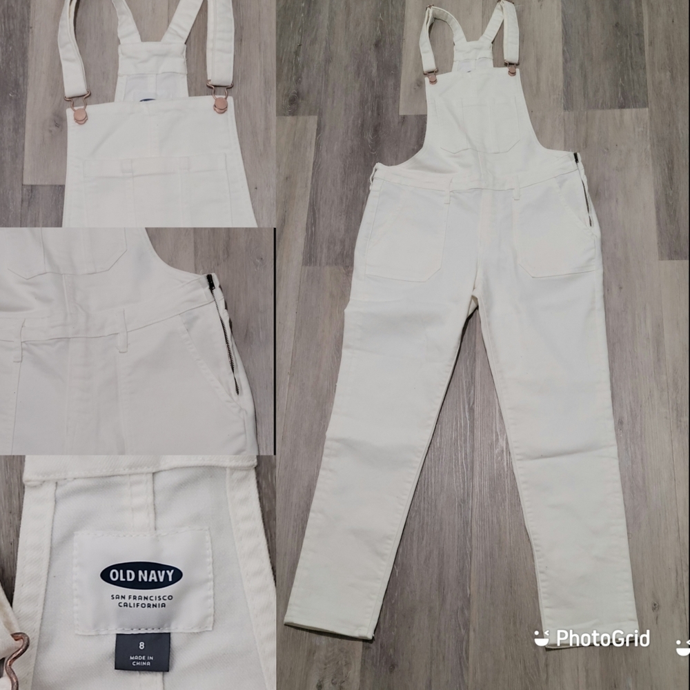 OLD NAVY white denim overalls size8